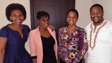 (L-r): Nunu Ntshingila, head of Africa for Facebook Inc; Lilian Ajike, social media manager; Uchechi Onuoha, digital marketing executive, both from Natures Gentle Touch, and Musa Kalenga, client partner, Facebook, during Facebook team’s visit to Natures Gentle Touch in Lagos recently.